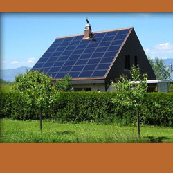 House with solar panels on roof